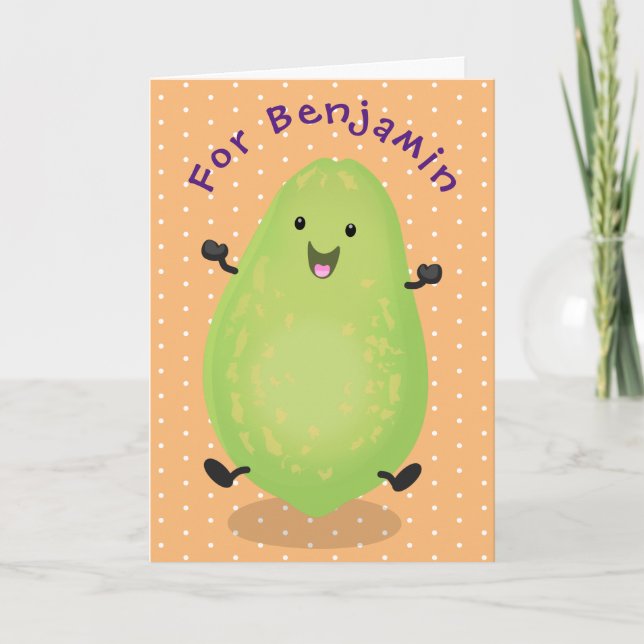 Cute kawaii papaya paw paw cartoon illustration card (Front)
