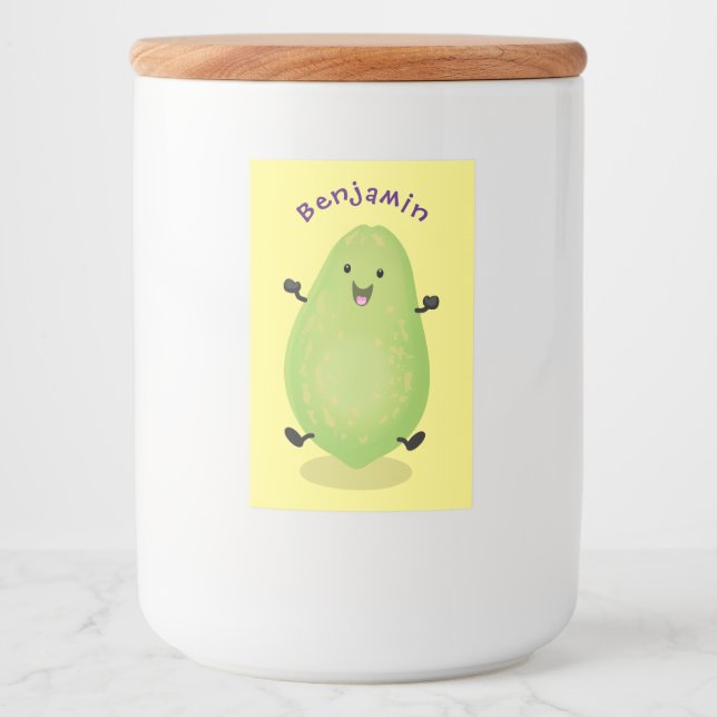 Cute kawaii papaya paw paw cartoon illustration food label (Front)