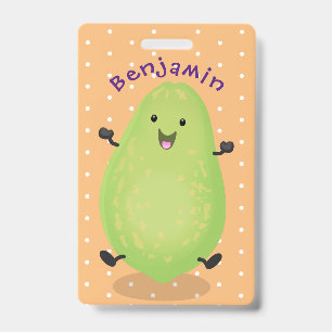 Cute kawaii papaya paw paw cartoon illustration ID badge