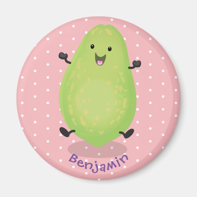 Cute kawaii papaya paw paw cartoon illustration magnet (Front)