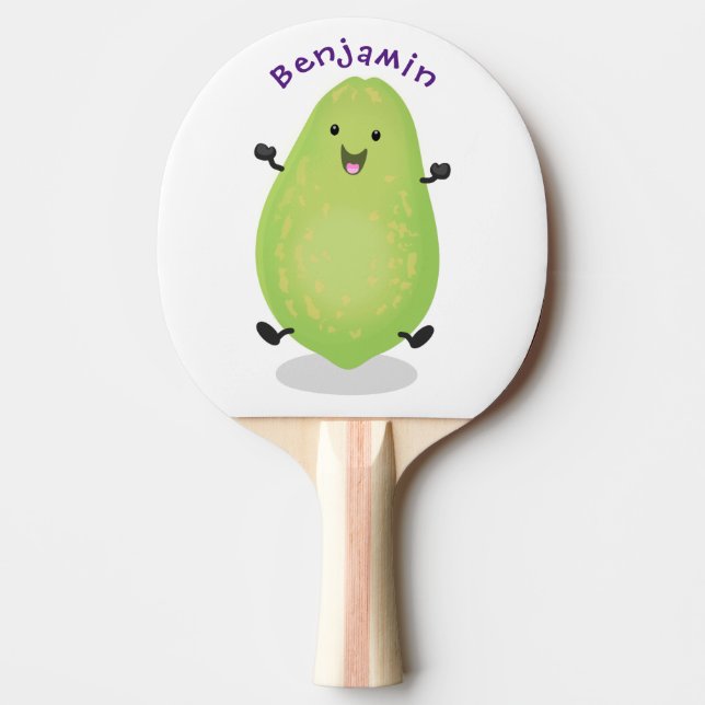 Cute kawaii papaya paw paw cartoon illustration ping pong paddle (Front)