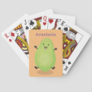 Cute kawaii papaya paw paw cartoon illustration playing cards