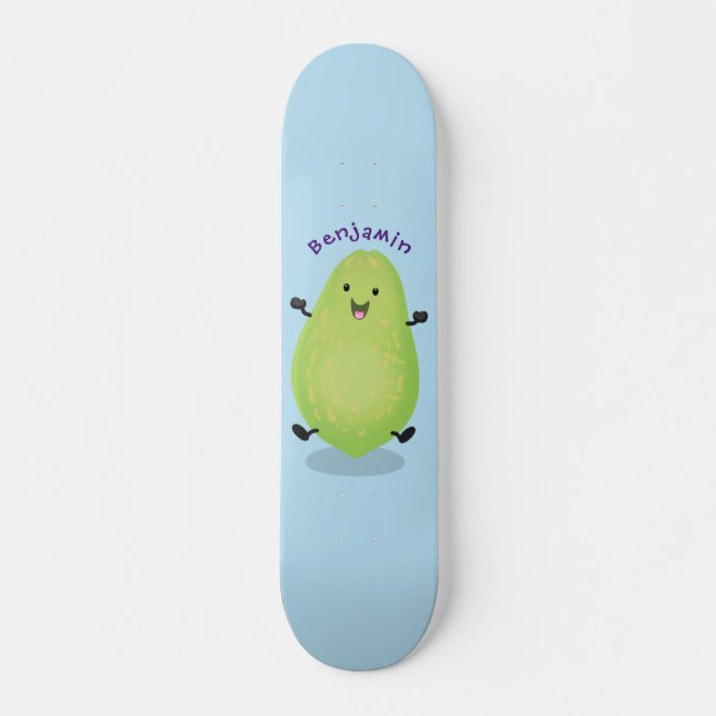 Cute kawaii papaya paw paw cartoon illustration skateboard (Front)