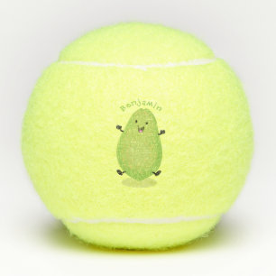 Cute kawaii papaya paw paw cartoon illustration tennis balls