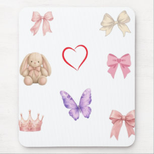 Cute Kawaii Pastel Bows Bunny Butterfly Heart Crow Mouse Pad