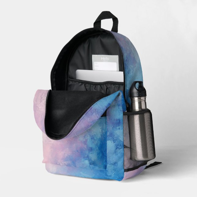Cute Kawaii Pastel Goth Patchwork Gothic Creepy Printed Backpack (Back Corner Right (Open))