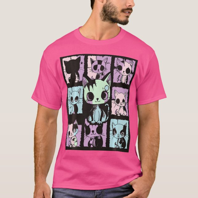 Cute Kawaii Pastel Goth Patchwork Gothic Graphic C T-Shirt (Front)