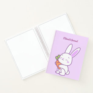 Cute Kawaii Pastel Purple Bunny with Carrot Custom Notebook