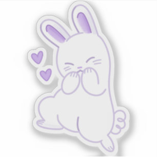 Cute Kawaii Pastel Purple Giggling Shy Bunny