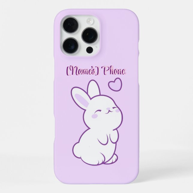 Cute Kawaii Pastel Purple Looking Up Bunny Custom iPhone Case (Back)