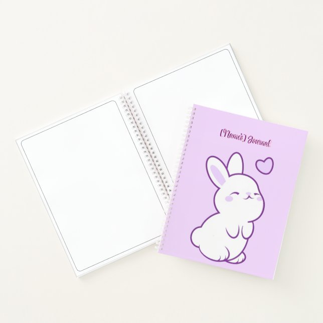 Cute Kawaii Pastel Purple Looking Up Bunny Custom  Notebook (Inside)