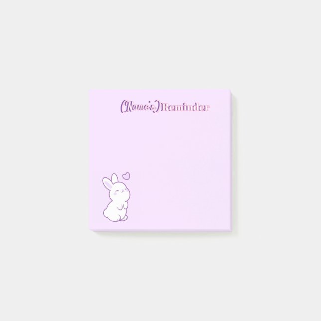 Cute Kawaii Pastel Purple Looking Up Bunny Custom Post-it Notes (Front)
