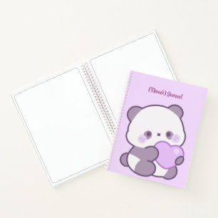 Cute Kawaii Pastel Purple Panda with Heart Custom Notebook
