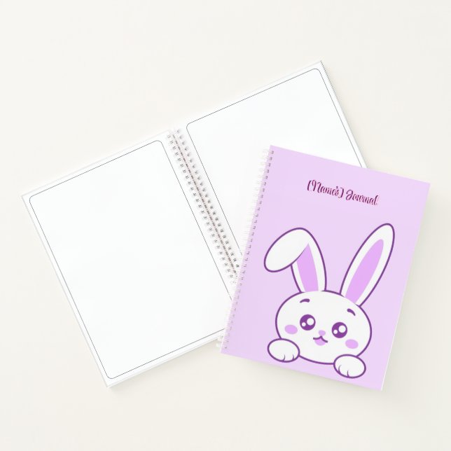 Cute Kawaii Pastel Purple Peeking Bunny Custom  Notebook (Inside)