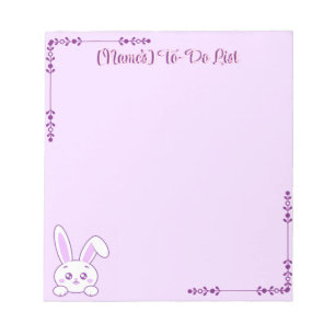 Cute Kawaii Pastel Purple Peeking Bunny Custom Notepad