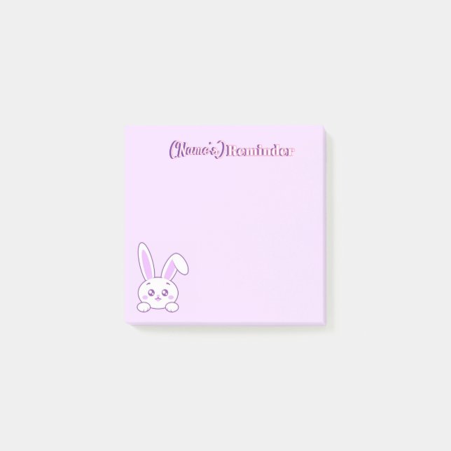Cute Kawaii Pastel Purple Peeking Bunny Custom Post-it Notes (Front)