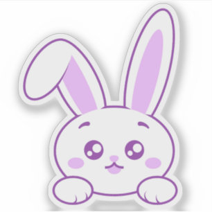 Cute Kawaii Pastel Purple Peeking Paws Bunny