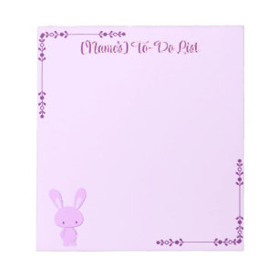 Cute Kawaii Pastel Purple Standing Bunny Custom Notepad