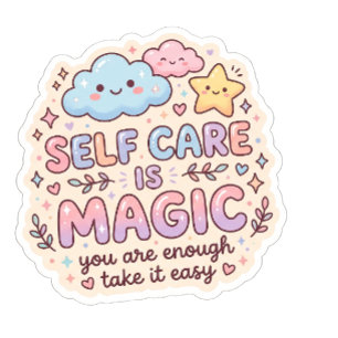 Cute Kawaii Pastel Sticker with Smiley Clouds