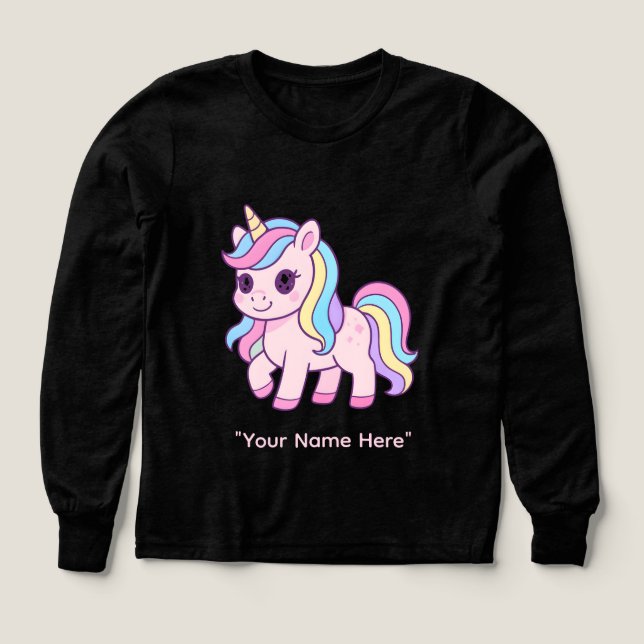 Cute Kawaii Pastel Unicorn Rainbow Girls Birthday  (Design Front)