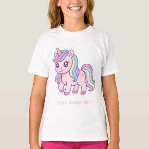 Cute Kawaii Pastel Unicorn Rainbow Girls Birthday  T-Shirt