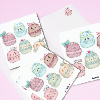 cute kawaii Pastel watercolor French Macarons
