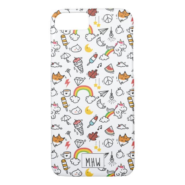 Cute Kawaii Pattern custom monogram phone cases (Back)