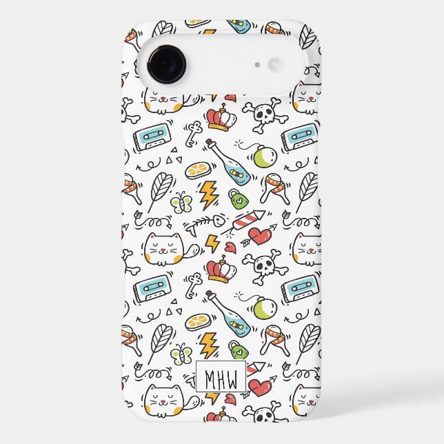 Cute Kawaii Pattern custom monogram phone cases (Back)