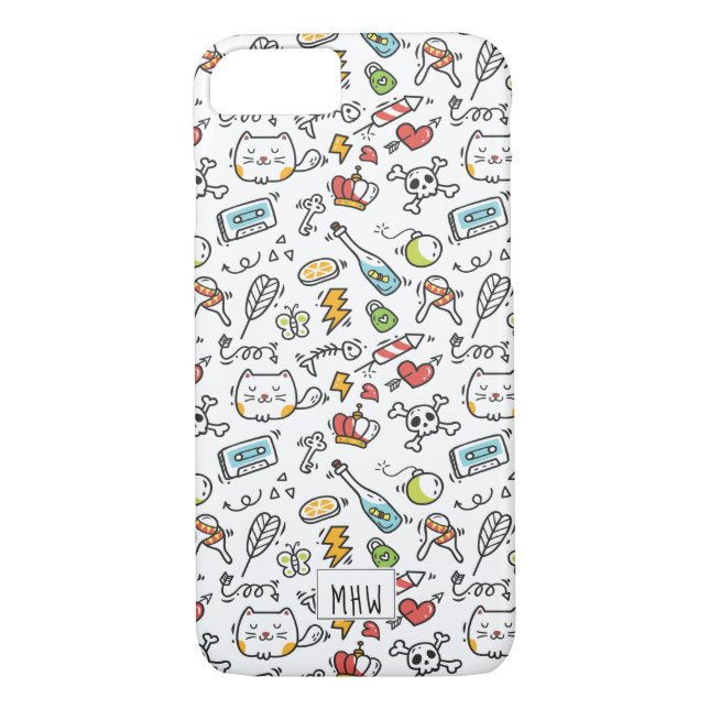 Cute Kawaii Pattern custom monogram phone cases (Back)