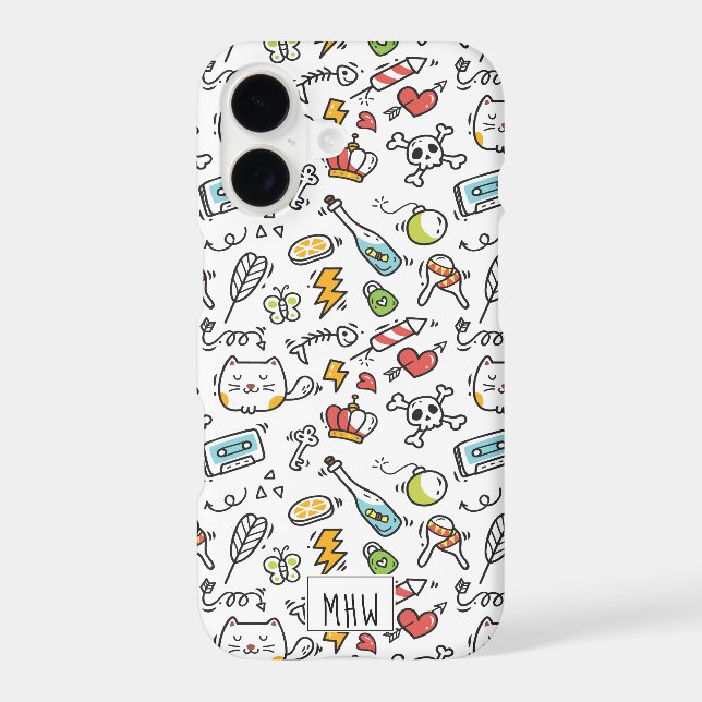 Cute Kawaii Pattern custom monogram phone cases (Back)