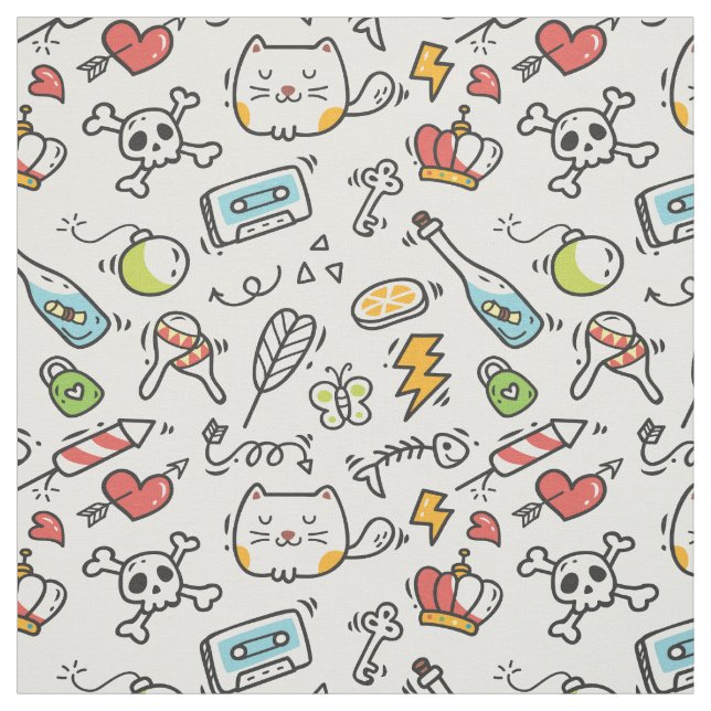 Cute Kawaii Pattern fabric (Swatch)