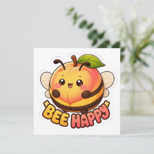 Cute Kawaii Peach Bee Happy Funny Pun
