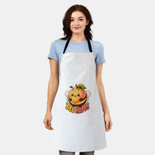 Cute Kawaii Peach Bee Happy Funny Pun Apron
