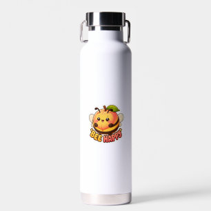 Cute Kawaii Peach Bee Happy Funny Pun Water Bottle
