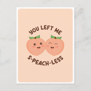 Cute Kawaii Peach Couple Food Pun Love Quote Postcard