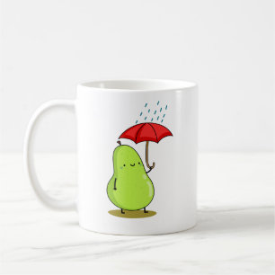Cute Kawaii Pear With Umbrella Coffee Mug