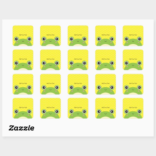 Cute Kawaii Peek-a-Boo Frog Personalised  Square Sticker (Sheet)