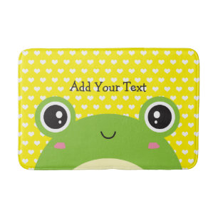 Cute Kawaii Peek-a-Boo Frog Personalized  Bath Mat
