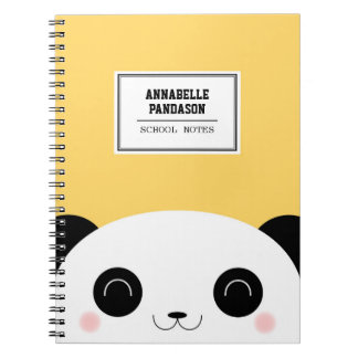 Cute Kawaii Peekaboo Panda Face Personalised Spiral Notebook