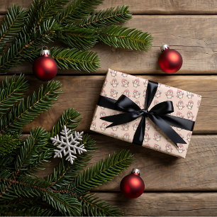 Cute kawaii penguin and gingerbread  wrapping paper sheet