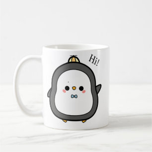 Cute Kawaii Penguin Saying Hi Coffee Mug