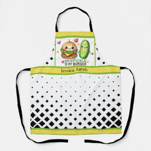 Cute Kawaii Pickles and Burgers Apron
