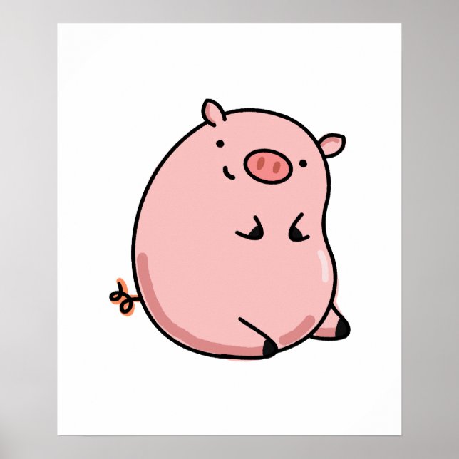Cute Kawaii Pig Poster (Front)