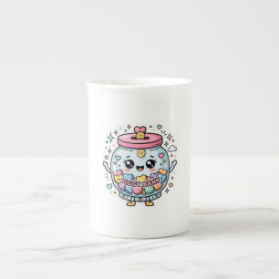 Cute Kawaii Piggy Bank Charity Jar Heart Coin Stic Bone China Mug