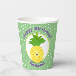 Cute kawaii pineapple cartoon illustration paper cups
