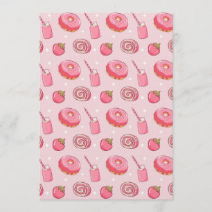 Cute Kawaii Pink Aesthetic Foods Seamless Pattern Invitation