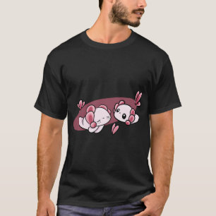 Cute kawaii pink axolotl pair floating illustratio T-Shirt