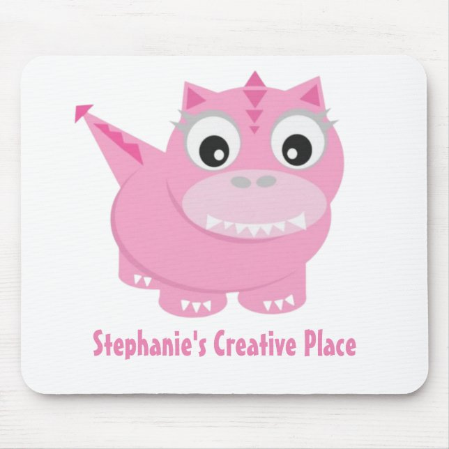 Cute Kawaii Pink Dino Mouse Pad (Front)