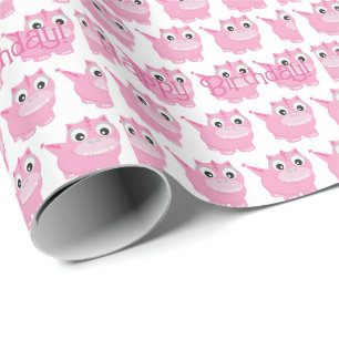 Cute Kawaii Pink Dino Wrapping Paper