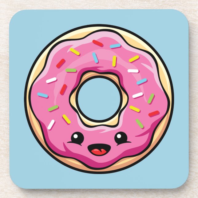 Cute Kawaii Pink Donut Coaster (Front)